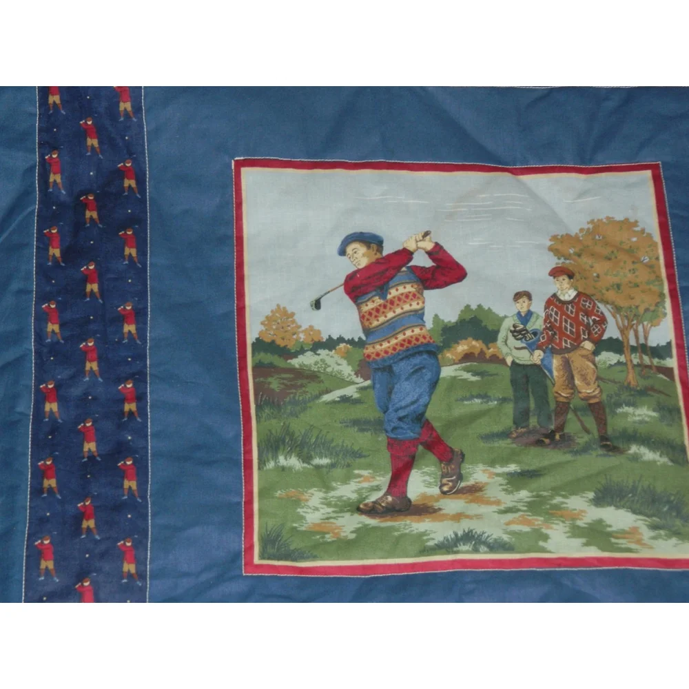 Handmade Quilt Size 44x34 Blue Golf‎ Vintage Style Four Square